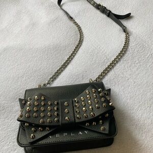 Replay Black Crossbody Bag with Studded Bow